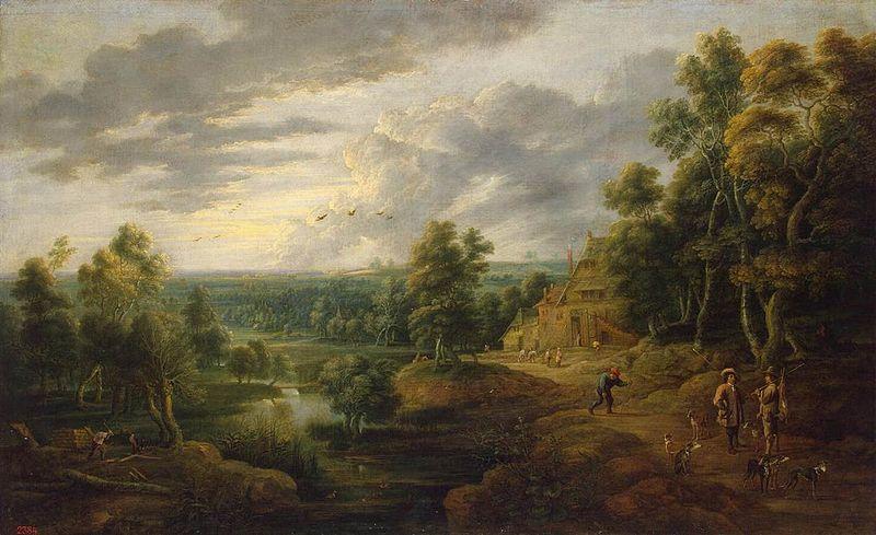 Lucas van Uden Landscape with Hunters France oil painting art